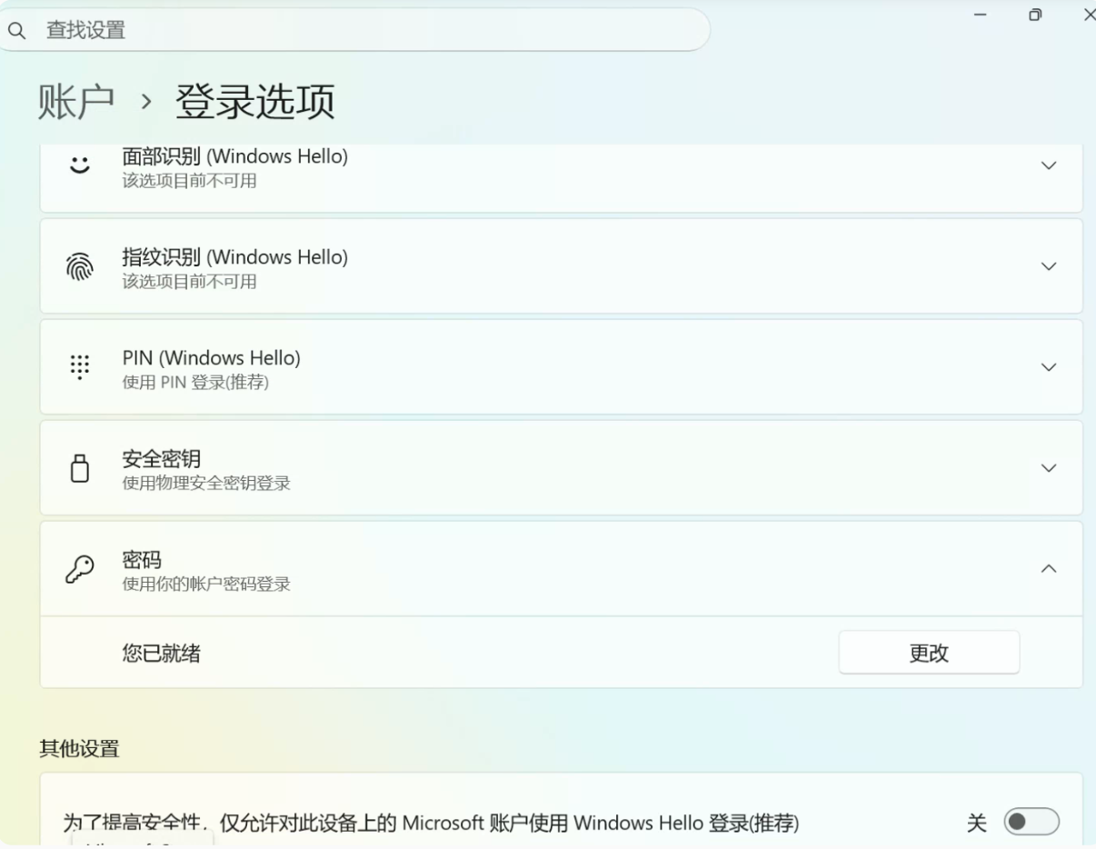 仅允许 Windows Hello 登录